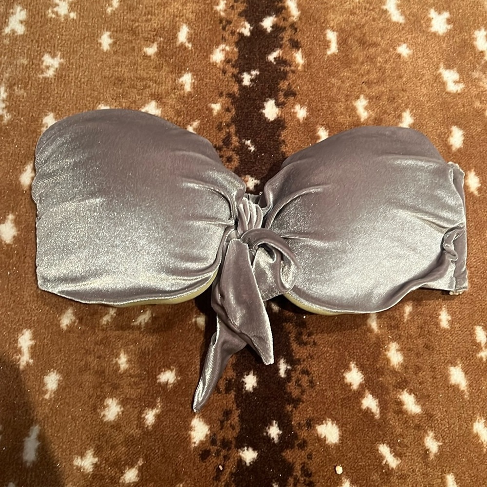 H&M green velvet strapless bikini top sz 10